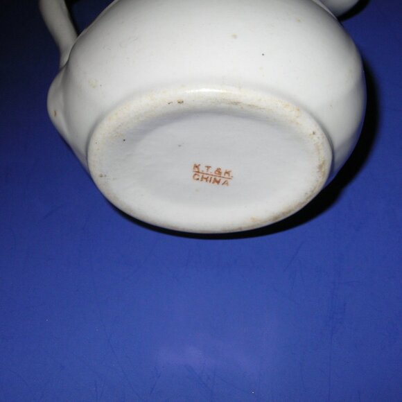 ANTIQUE 1800’s WHITE IRONSTONE PITCHER K.T.&K. Makers MINT!!! OLD!! 4.5"Tall  A - Picture 7 of 7